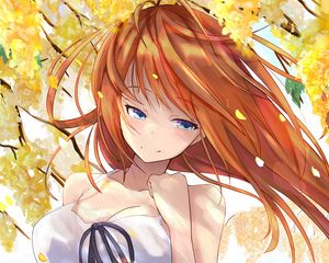 Preview wallpaper girl, wind, dress, anime, art