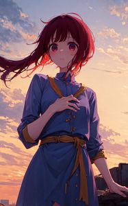 Preview wallpaper girl, wind, hair, dress, anime