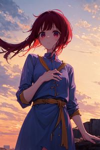 Preview wallpaper girl, wind, hair, dress, anime