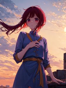 Preview wallpaper girl, wind, hair, dress, anime