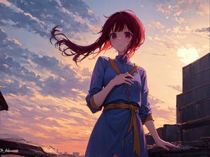 Preview wallpaper girl, wind, hair, dress, anime
