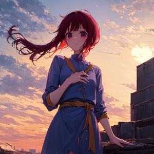 Preview wallpaper girl, wind, hair, dress, anime