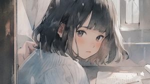 Preview wallpaper girl, window, book, anime
