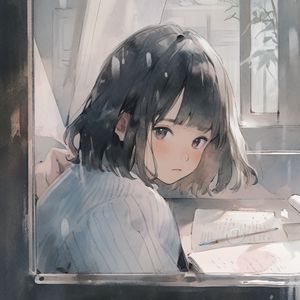 Preview wallpaper girl, window, book, anime