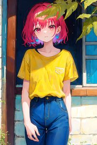 Preview wallpaper girl, window, leaves, anime
