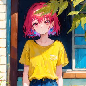Preview wallpaper girl, window, leaves, anime