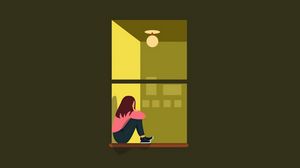 Preview wallpaper girl, window, loneliness, vector