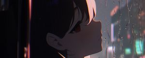 Preview wallpaper girl, window, rain, anime, art