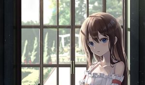 Preview wallpaper girl, window, toy, anime, art