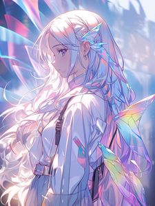 Preview wallpaper girl, wings, anime, light