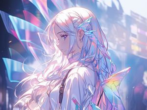Preview wallpaper girl, wings, anime, light