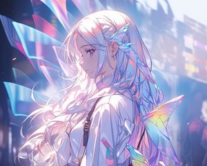 Preview wallpaper girl, wings, anime, light