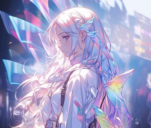 Preview wallpaper girl, wings, anime, light