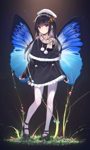 Preview wallpaper girl, wings, butterfly, anime, art