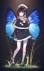 Preview wallpaper girl, wings, butterfly, anime, art