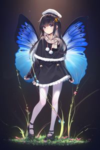 Preview wallpaper girl, wings, butterfly, anime, art