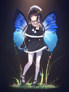 Preview wallpaper girl, wings, butterfly, anime, art
