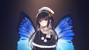 Preview wallpaper girl, wings, butterfly, anime, art