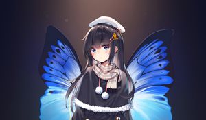 Preview wallpaper girl, wings, butterfly, anime, art