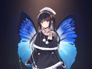 Preview wallpaper girl, wings, butterfly, anime, art