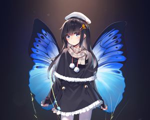 Preview wallpaper girl, wings, butterfly, anime, art