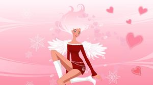 Preview wallpaper girl, wings, dress, soft, light background