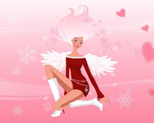 Preview wallpaper girl, wings, dress, soft, light background