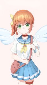 Preview wallpaper girl, wings, sailor suit, anime, art