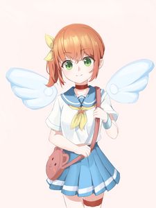 Preview wallpaper girl, wings, sailor suit, anime, art