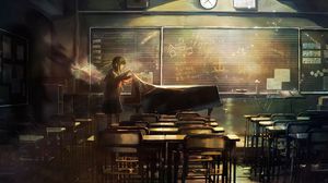 Preview wallpaper girl, wings, school, anime, art
