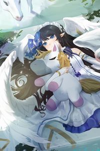 Preview wallpaper girl, wings, unicorn, anime
