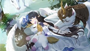 Preview wallpaper girl, wings, unicorn, anime