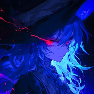 Preview wallpaper girl, witch, blue, anime