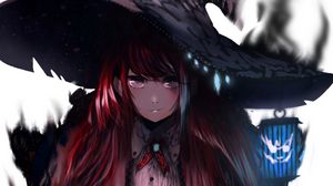 Preview wallpaper girl, witch, hat, anime, art
