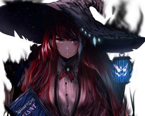 Preview wallpaper girl, witch, hat, anime, art