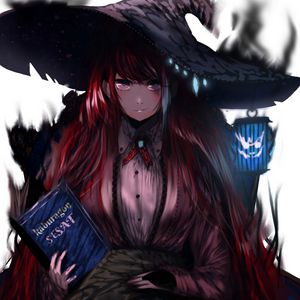 Preview wallpaper girl, witch, hat, anime, art