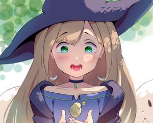 Preview wallpaper girl, witch, hat, egg, anime