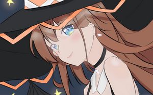 Preview wallpaper girl, witch, hat, halloween, anime