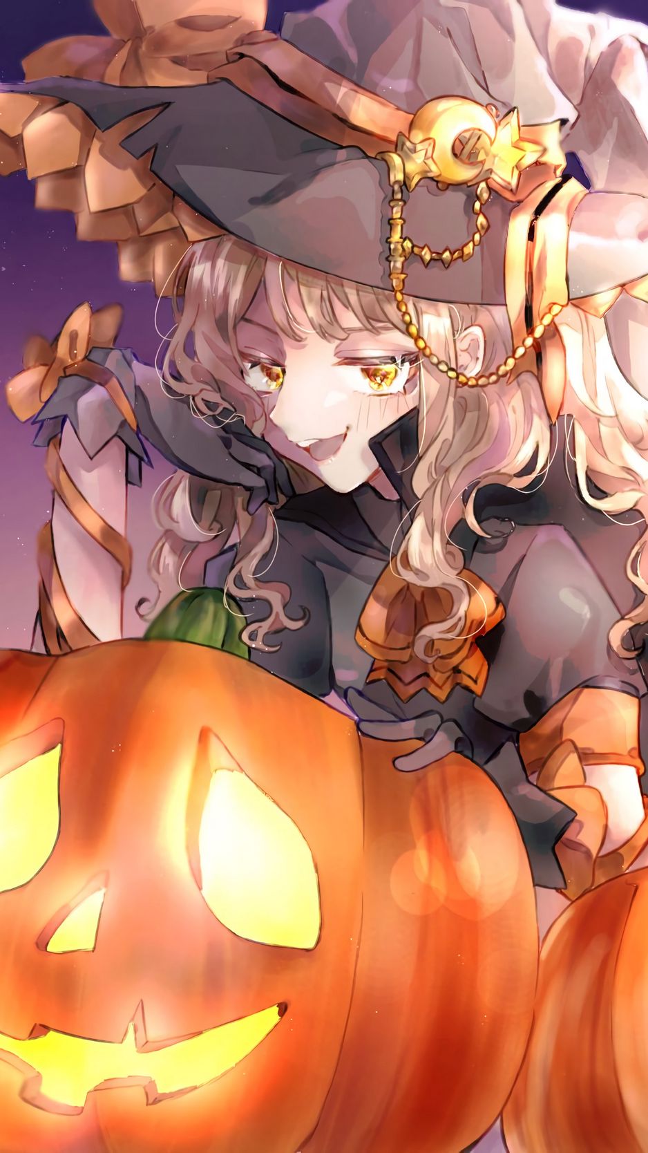 Download Halloween Anime Witches Art Wallpaper | Wallpapers.com