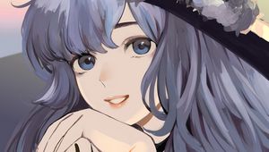 Preview wallpaper girl, witch, hat, flower, anime, art