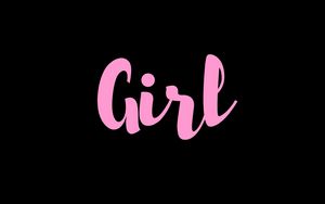Preview wallpaper girl, word, inscription, pink