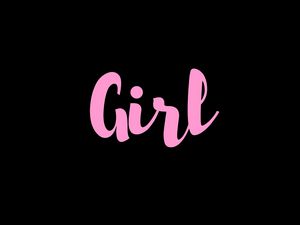 Preview wallpaper girl, word, inscription, pink