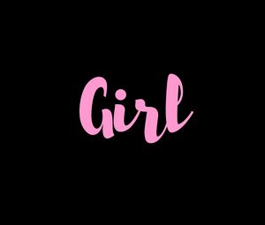 Preview wallpaper girl, word, inscription, pink