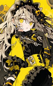 Preview wallpaper girl, wreath, dress, gloves, yellow, anime