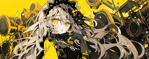 Preview wallpaper girl, wreath, dress, gloves, yellow, anime