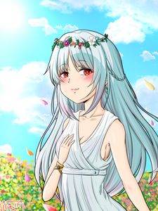 Preview wallpaper girl, wreath, field, anime, art