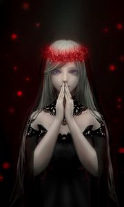 Preview wallpaper girl, wreath, prayer, anime, art