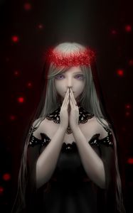 Preview wallpaper girl, wreath, prayer, anime, art