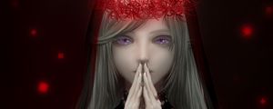 Preview wallpaper girl, wreath, prayer, anime, art