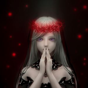 Preview wallpaper girl, wreath, prayer, anime, art